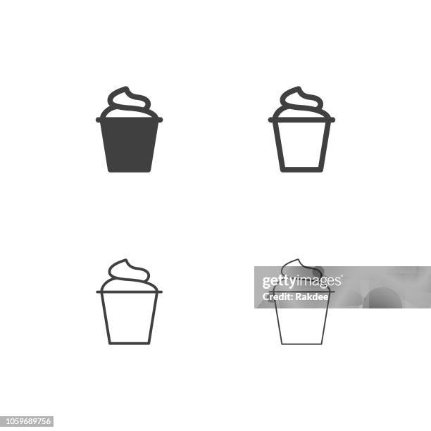 yogurt icons - multi series - yoghurt pot stock illustrations