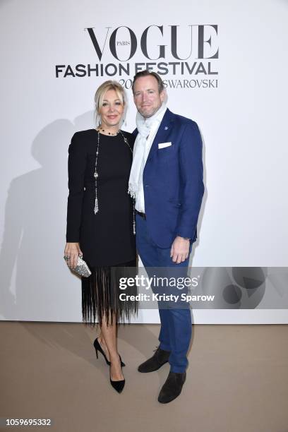Swarovski Board Director, Nadja Swarovski and her husband Rupert Adams attend the Vogue Fashion Festival 2018 at Hotel Potocki on November 9, 2018 in...