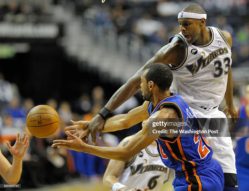 The Washington Wizards vs the New York Knicks in NBA basketball