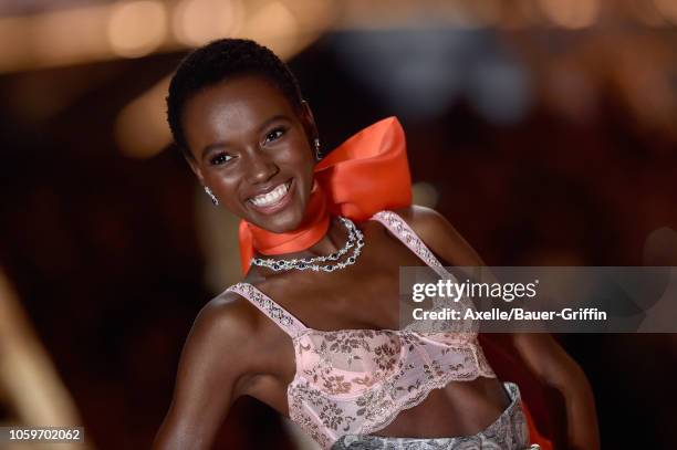 Herieth Paul walks the runway during the 2018 Victoria's Secret Fashion Show at Pier 94 on November 8, 2018 in New York City.