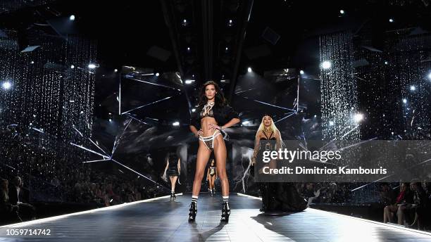 Bella Hadid walks the runway during the 2018 Victoria's Secret Fashion Show at Pier 94 on November 8, 2018 in New York City.