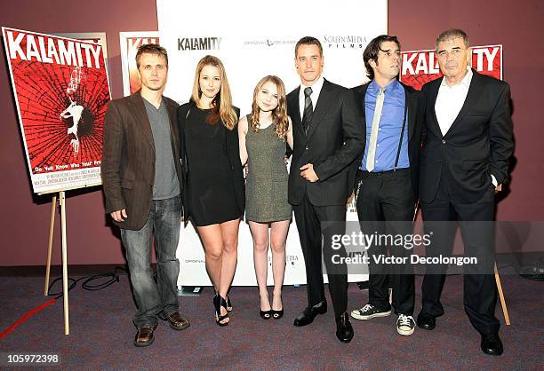 Jonathan Jackson, Alona Tal, Sammi Hanratty, Christopher M. Clark, Tyler Parkinson and Robert Forster arrive for the premiere of "Kalamity" on...