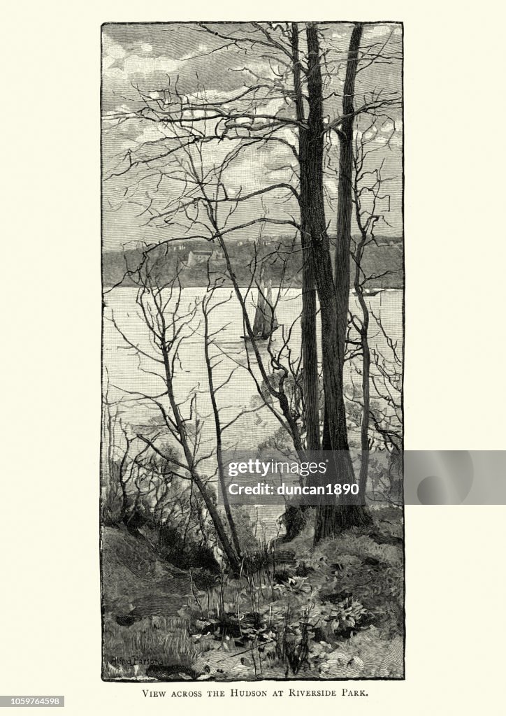 View across the Hudson at Riverside Park, 19th Century