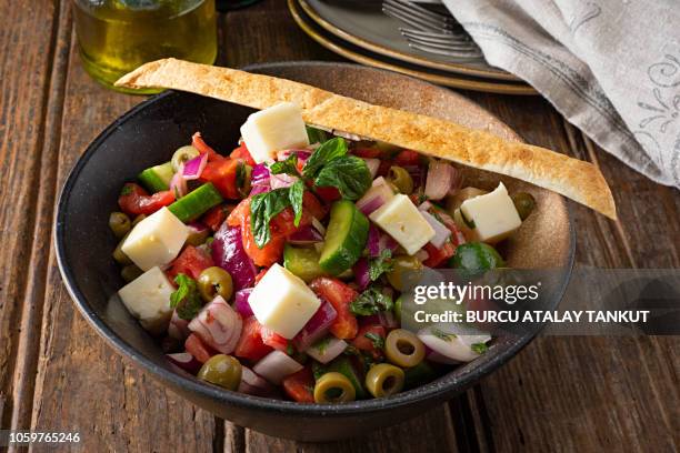 greek salad - greek salad stock pictures, royalty-free photos & images