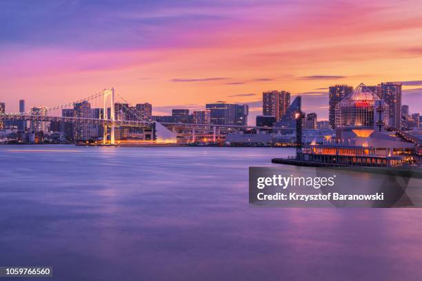 colorful sunset in tokyo - 東京湾 ストックフォトと画像