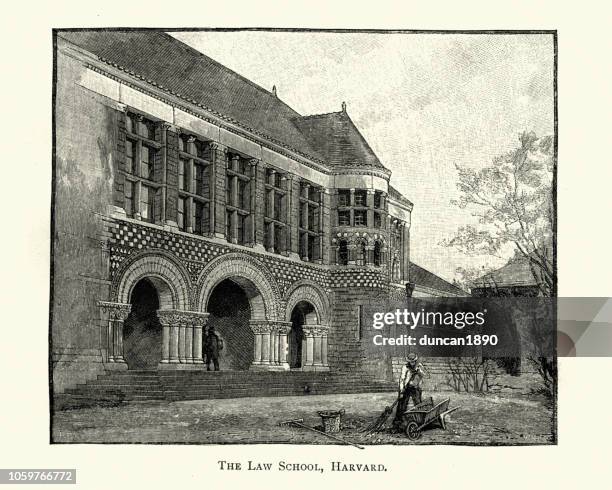 the law school, harvard, 19th century - law school stock illustrations