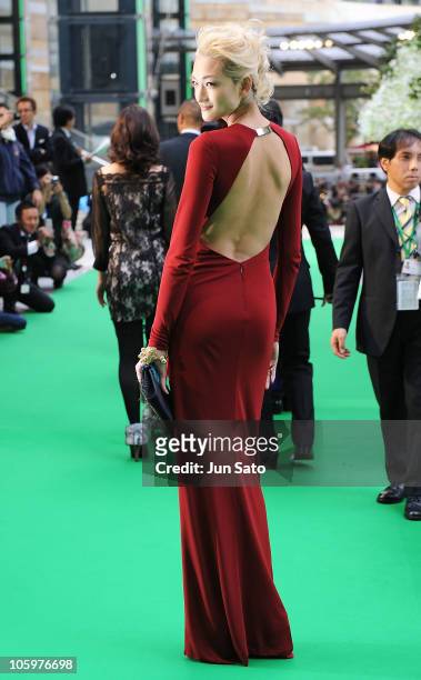 Model Ai Tominaga arrives at the 23rd Tokyo International Film Festival Opening Ceremony at Roppongi Hills on October 23, 2010 in Tokyo, Japan.