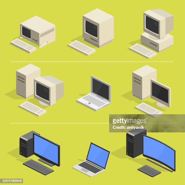 stockillustraties, clipart, cartoons en iconen met computergeschiedenis 2 - computer