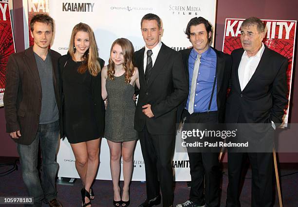 Cast of Kalamity Jonathan Jackson, Alona Tal, Sammi Hanratty, Christopher M. Clark, Tyler Parkinson and Robert Forster arrive at "Kalamity" Los...