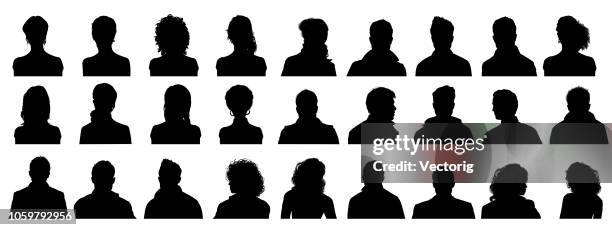 stockillustraties, clipart, cartoons en iconen met mensen profile silhouetten - frontaal