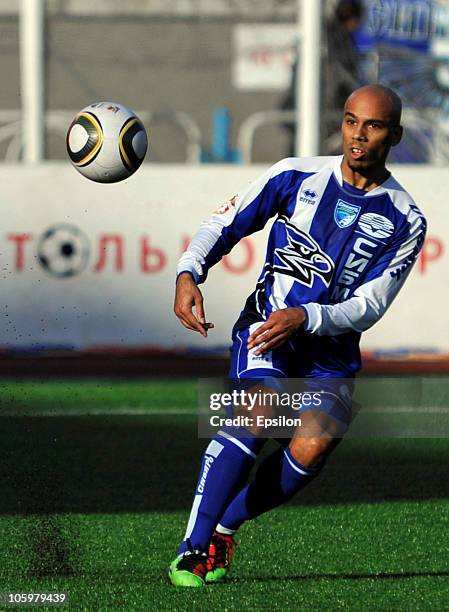 Steeve Joseph-Reinette of FC Sibir Novosibirsk in action during the Russian Football League Championship match between FC Sibir and FC Spartak on...