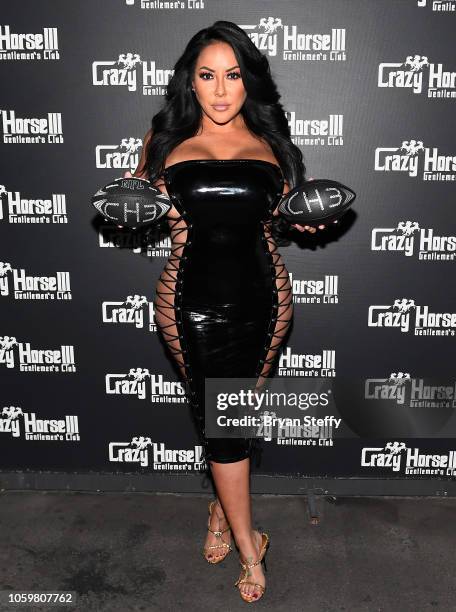 Adult film actress Kiara Mia hosts a late-night party at the Crazy Horse III Gentlemen's Club on November 9, 2018 in Las Vegas, Nevada