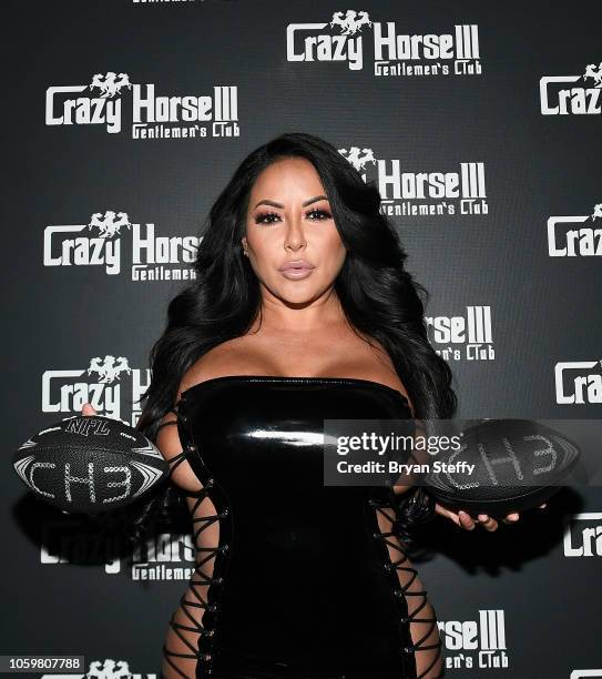 Adult film actress Kiara Mia hosts a late-night party at the Crazy Horse III Gentlemen's Club on November 9, 2018 in Las Vegas, Nevada