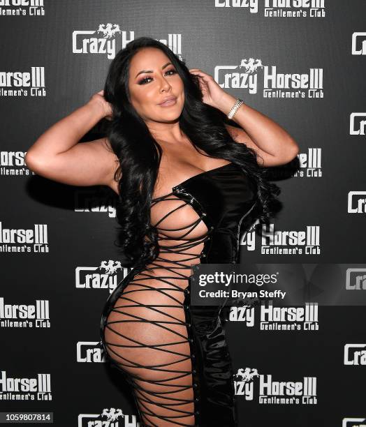 Adult film actress Kiara Mia hosts a late-night party at the Crazy Horse III Gentlemen's Club on November 9, 2018 in Las Vegas, Nevada