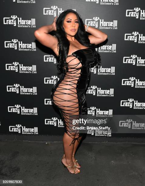 Adult film actress Kiara Mia hosts a late-night party at the Crazy Horse III Gentlemen's Club on November 9, 2018 in Las Vegas, Nevada