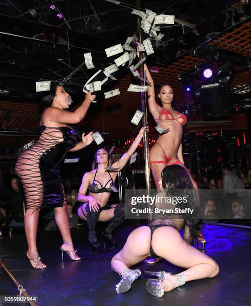 Adult film actress Kiara Mia hosts a late-night party at the Crazy Horse III Gentlemen's Club on November 9, 2018 in Las Vegas, Nevada