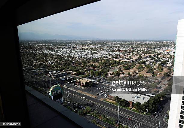 General view of neighborhoods seen from the Palms Casino Resort October 23, 2010 in Las Vegas, Nevada. Nevada once had among the lowest unemployment...