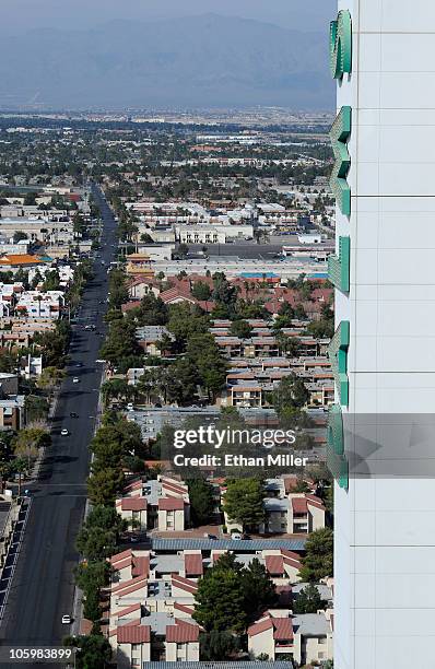 General view of neighborhoods behind the Palms Casino Resort October 23, 2010 in Las Vegas, Nevada. Nevada once had among the lowest unemployment...