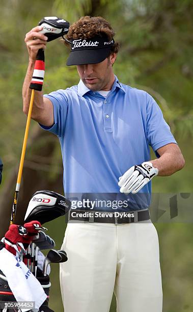Michael Letzig grabs his club on the 2nd hole during the third round of the Justin Timberlake Shriners Hospitals for Children Open on October 23,...