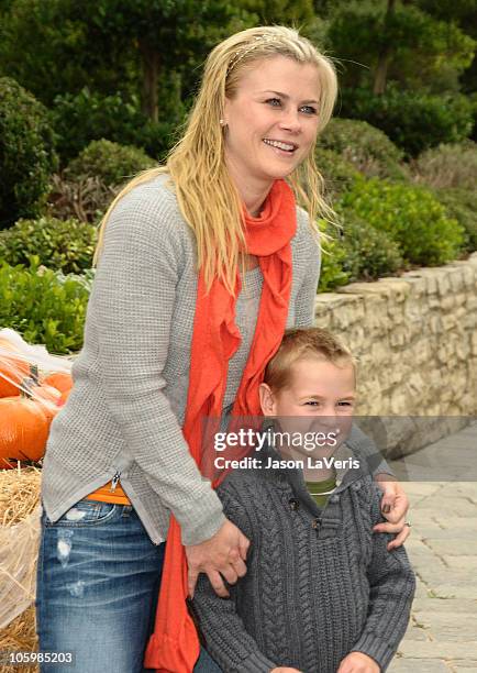 Actress Alison Sweeney and son Benjamin Sanov attend the Pottery Barn Kids Halloween Carnival benefiting Operation Smile on October 23, 2010 in Los...