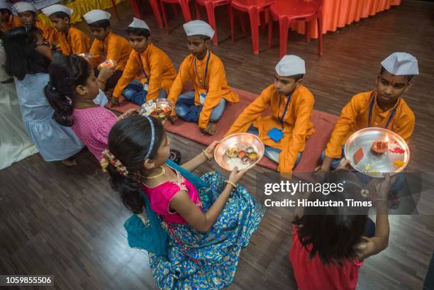 Students of the Ashram School in Usmanabaad, Banjara Wadi, celebrates Bhai Dooj with the brothers and sisters of Mumbai at Prabodhankar Thackrey...