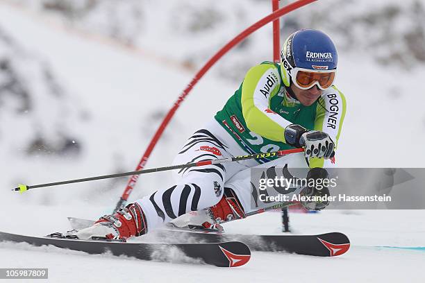 Felix Neureuther of Germany competes in the men's giant slalom event of the Men's Alpine Skiing FIS World Cup at the Rettenbachgletscher on October...