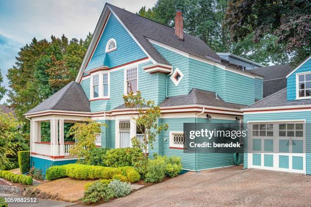 traditional home in queen anne neighborhood of seattle washington usa - seattle houses stock pictures, royalty-free photos & images