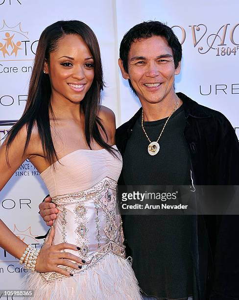 America's Next Top Model winner Cyle 9 Saleisha Stowers and mixed Martial artist Don "The Dragon" Wilson attend the 5th Annual Denim & Diamonds For...