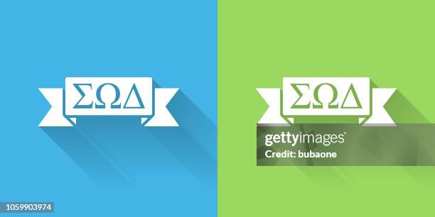 fraternity ribbon icon with long shadow - sorority stock illustrations