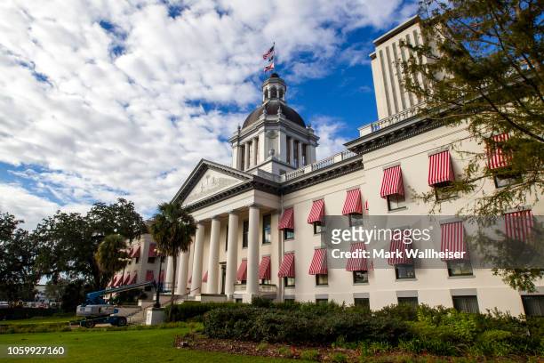 The historic Old Florida State Capitol Building, restored to its 1902 version, sits in front of the current New Capitol completed in 1982, November...
