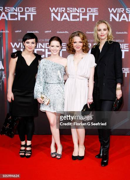 Actress Anna Fischer, actress Jennifer Ulrich, actress Karoline Herfurth and actress Nina Hoss attend the 'Wir sind die Nacht' Premiere at Kino in...