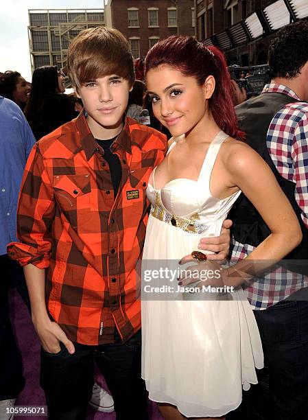 Singer Justin Bieber and actress Ariana Grande attend Variety's 4th Annual Power of Youth event at Paramount Studios on October 24, 2010 in...