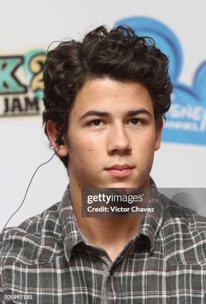 Nick Jonas of The Jonas Brothers attends a press conference to promote the Jonas Brothers concert at Foro Sol and the movie "Camp Rock 2 The Final...