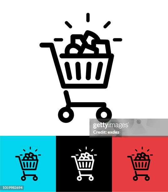 stockillustraties, clipart, cartoons en iconen met volledige shopping cart pictogram ontwerp - men bulge