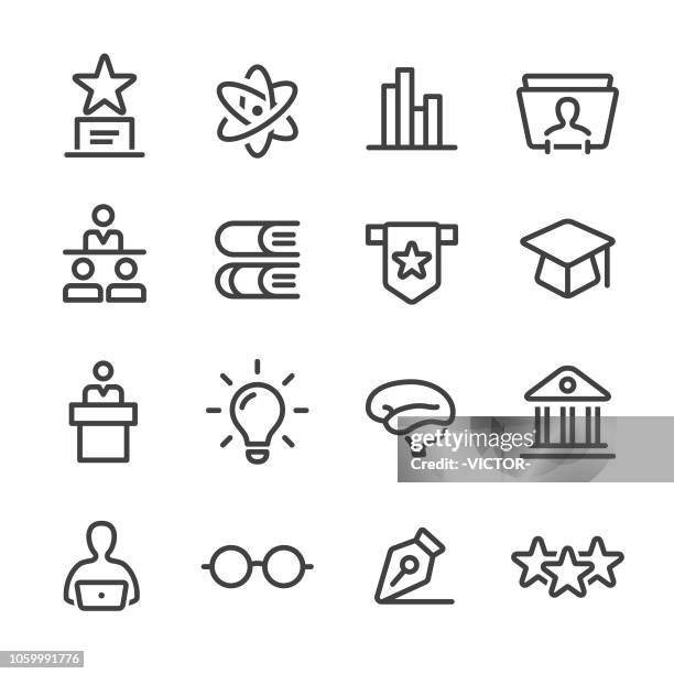 higher education icons set - line series - adult learning icons stock illustrations