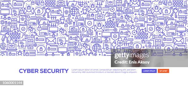 cyber-sicherheit-banner - fingerprint scanner stock-grafiken, -clipart, -cartoons und -symbole