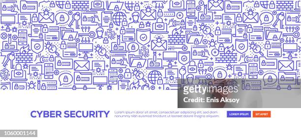 ilustraciones, imágenes clip art, dibujos animados e iconos de stock de cyber seguridad banner - fingerprint scanner