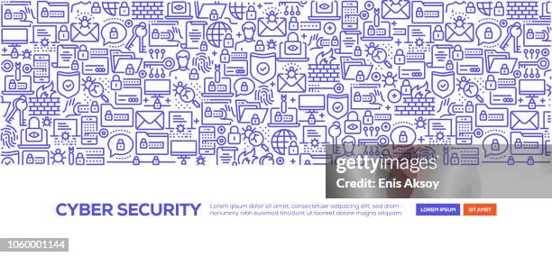 cyber security banner - fingerprint scanner stock illustrations
