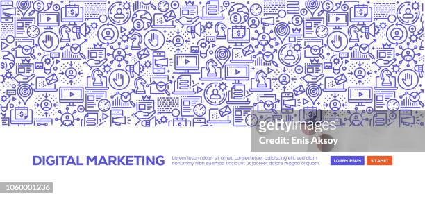 digital marketing banner - visit icon stock illustrations