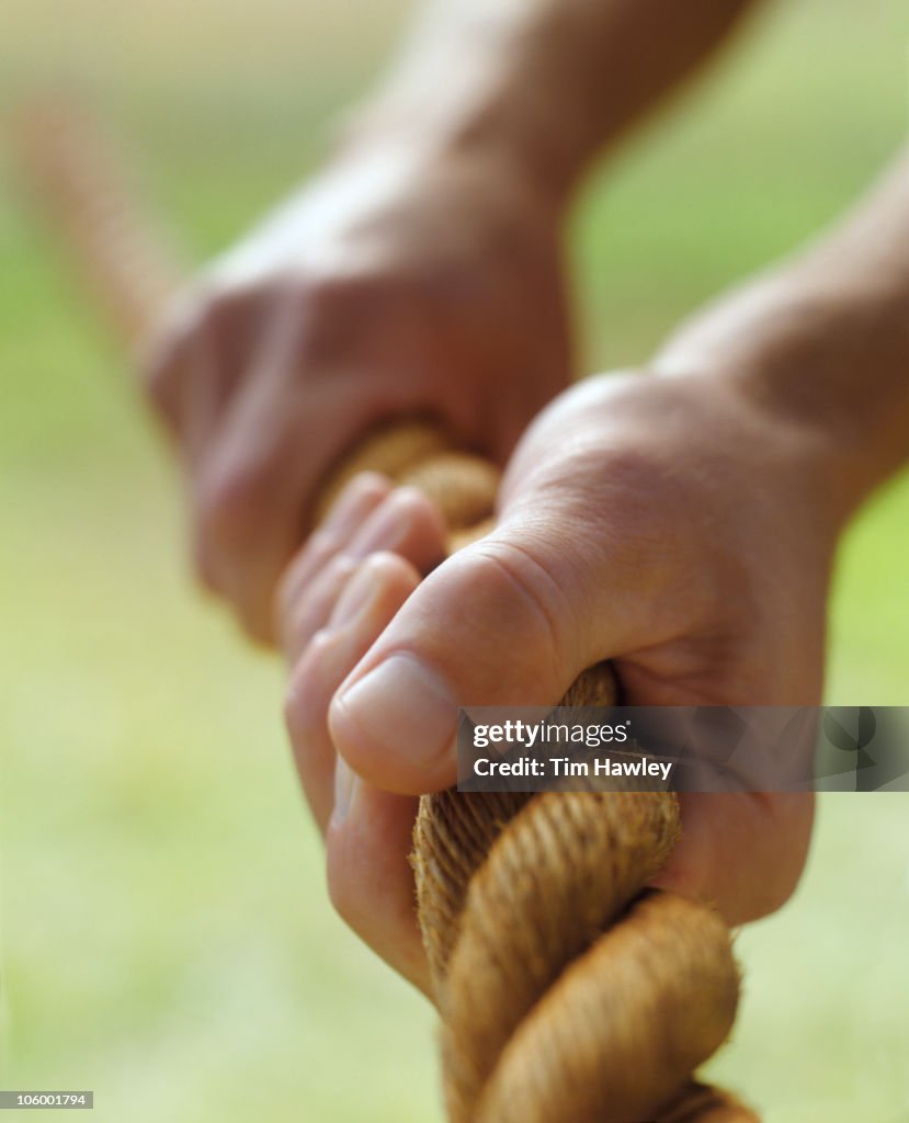 Two Hand Rope Pull 2 Hands Pulling On Thick Rope High-Res Stock Photo - Getty Images