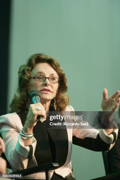 Linda Moulton Howe speaks onstage at the Ancient Aliens: Alien Encounters panel during day 2 of AlienCon Baltimore 2018 at Baltimore Convention...