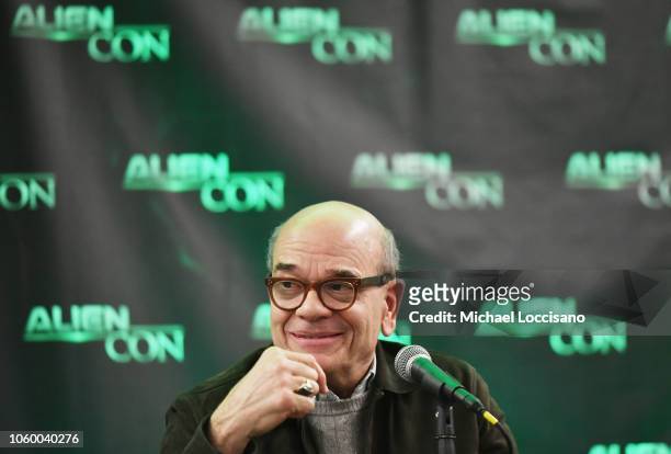 Robert Picardo speaks onstage at the Spotlight: Star Trek's Robert Picardo during day 2 of AlienCon Baltimore 2018 at Baltimore Convention Center on...
