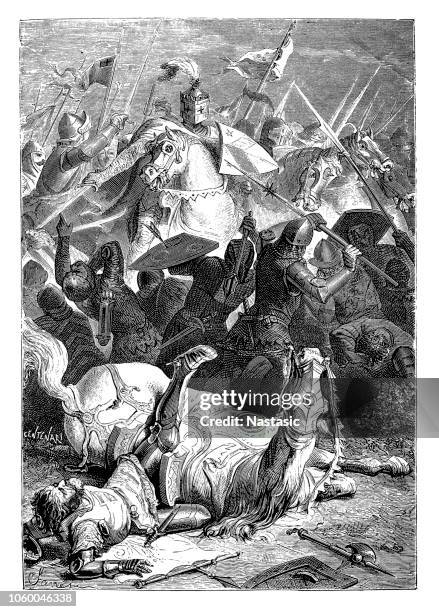 wounded margrave ezzelino iii at the battle of torricella, 1259 - fallen heroes stock illustrations