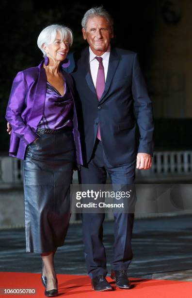 International Monetary Fund Managing Director Christine Lagarde and her husband Xavier Giocanti arrive to attend a dinner hosted by French President...