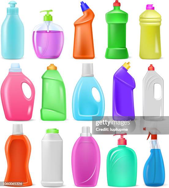 detergent bottle vector cartoon plastic blank container with det - fabric softener bottle stock illustrations