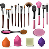 Makeup brush vector professional beauty applicator accessory and