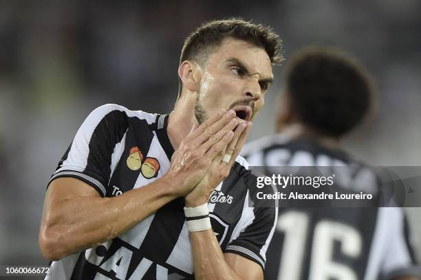 Rodrigo Pimpão of Botafogo reacts during the match between Botafogo and Flamengo as part of Brasileirao Series A 2018 at Engenhao Stadium on November...