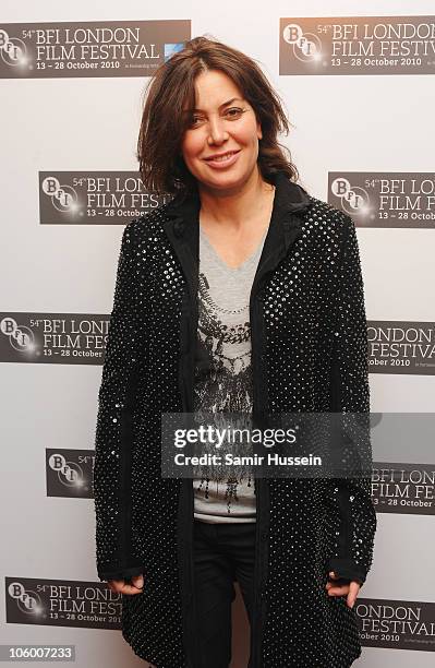 Director Sabina Guzzanti attends the 'Draquila - Italy Trembles' premiere during the 54th BFI London Film Festival at the Vue West End on October 25,...