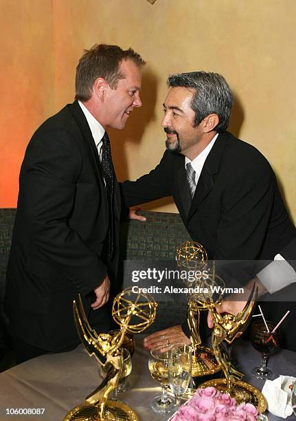 Kiefer Sutherland and Jon Cassar during 58th Annual Primetime Emmy Awards - FOX After Party - Inside at Spago in Beverly Hills, California, United...