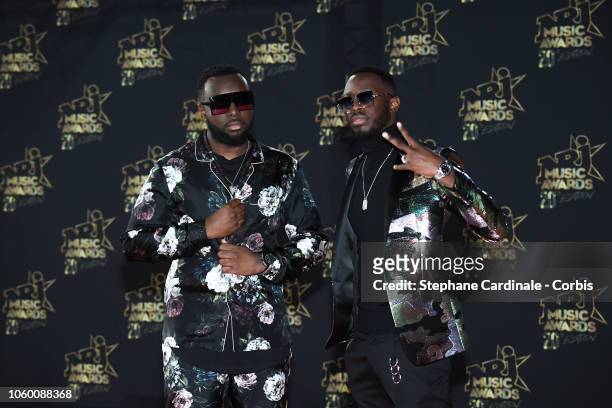 Maitre Gims and his brother Dadju attend the 20th NRJ Music Awards at Palais des Festivals on November 10, 2018 in Cannes, France.